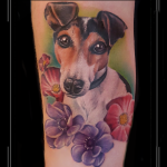 lady  portret hond jack russel dier onderarm.png